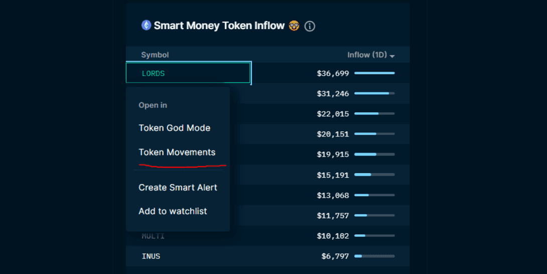 Nansen Smart Money homepage widget