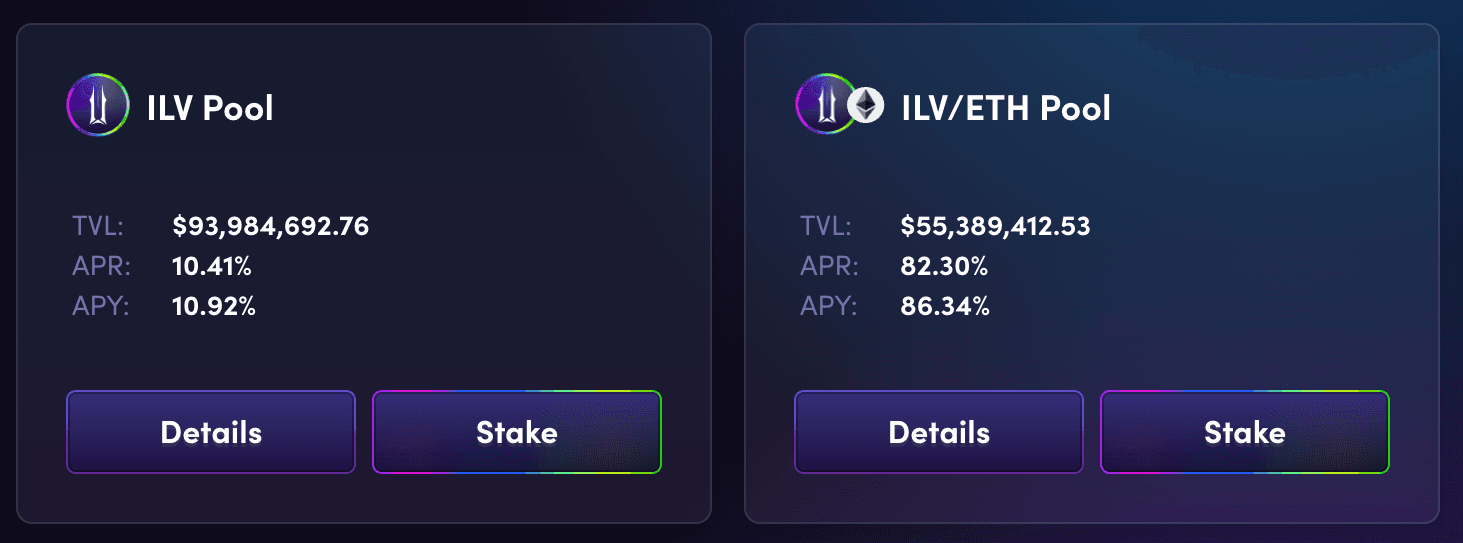 Illuvium Website - Staking pools